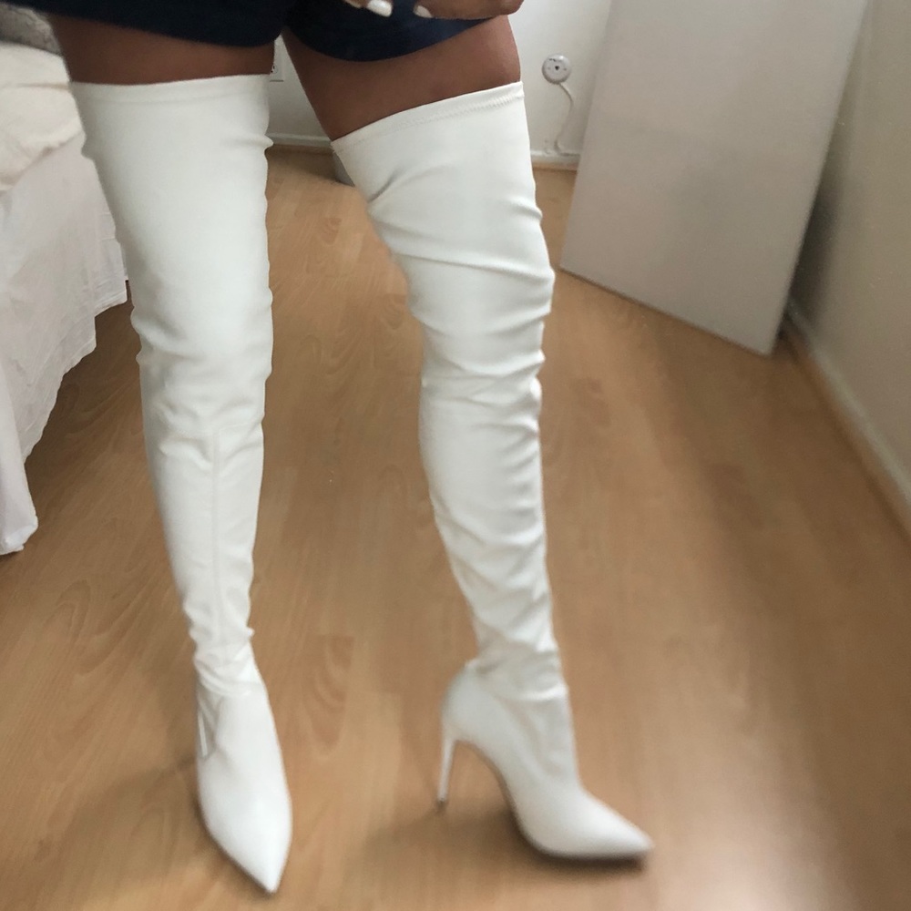 White Thigh-High Boots (Worn Once)